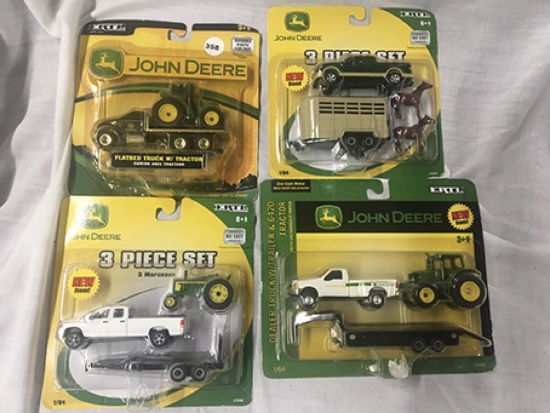 Lot of 4 JD Trucks, 1:64 scale