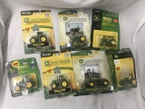 Lot of 7 JD Tractors, 1:64 scale