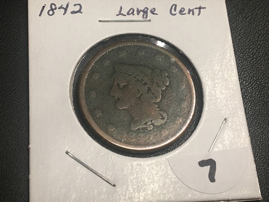 1842 Braided Hair Large Cent Large Date