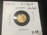 1853 $1 Gold, Drilled