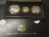 1989 Congressional 3 coin proof set with .24 oz gold