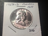 1958 D Franklin Half dollar BU