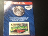 Indiana clad quarter with stamp