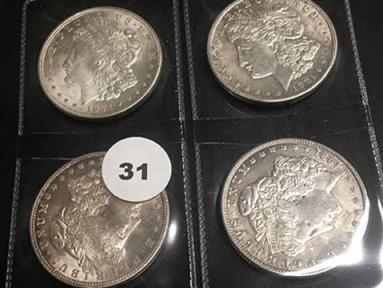 Lot of 4 1921 Morgan Dollars