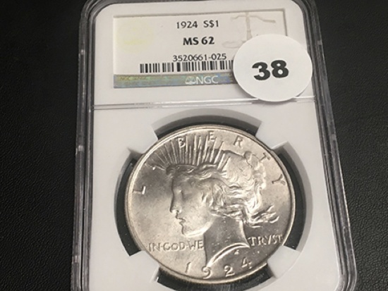 1924 Peace Dollar MS62