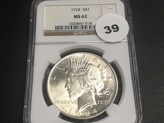 1924 Peace Dollar MS62