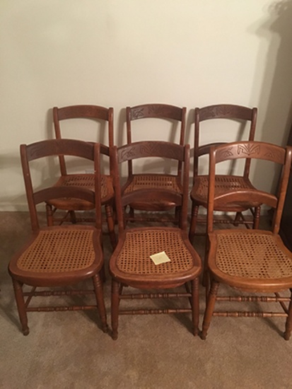 Set of 6 Cane Seat Chairs