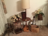 Table , Foot Stool, Baskets Etc