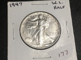 1947 Walking Liberty Half dollar AU