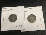 (2) 1867 3 Cent Piece 1/Hold