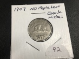 1947 NO MAPLE LEAF at date Canada Nickel