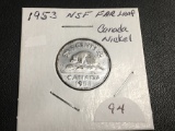 1953 NSF(no shoulder fold) FAR LEAF Canada Nickel
