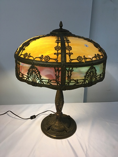 PICK UP ONLY -  Extraordinary Slag Glass lamp 23 in tall, 18 1/2 in wide, Nice Condition