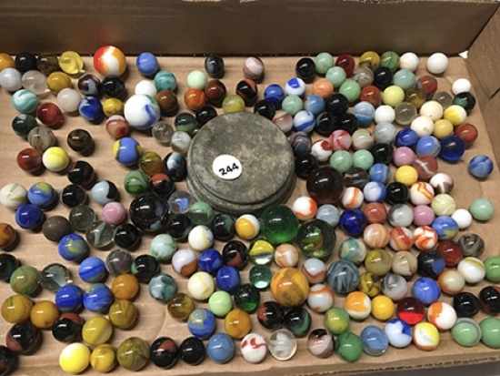 Assorted Marbles in quart Jar