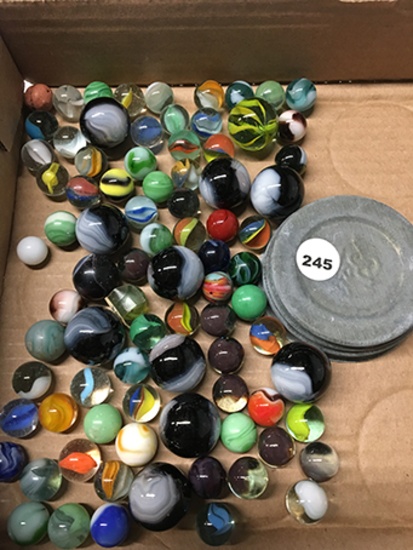 Assorted Marbles in Pint Jar
