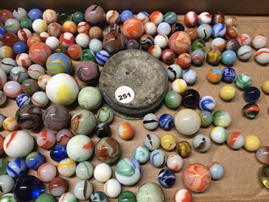 Assorted Marbles in quart Jar