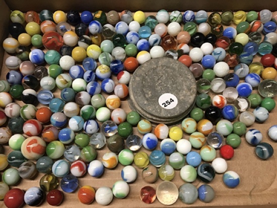Assorted Marbles in quart Jar