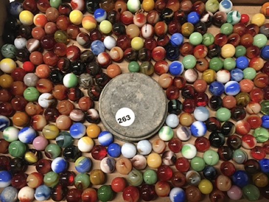 Assorted Marbles in Quart Jar