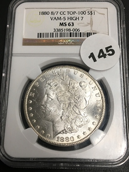 1880 8/7 CC Top - 100 $1 Vam-5 High 7 MS63 NGC