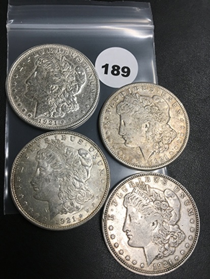 Lot fo 4 1921-S Morgan Dollars