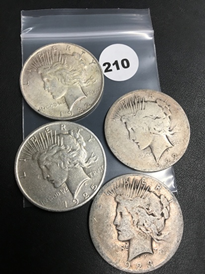Lot of 4 1922, 22, 23-S, 25 Peace Dollars