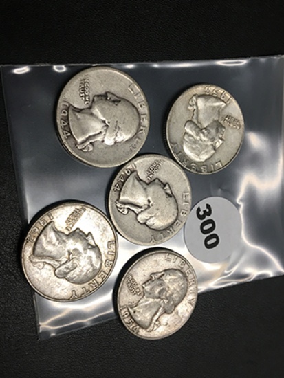 (5) Silver Washington Quarters
