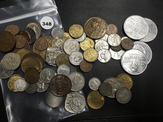 Assorted Foreign Coins & Tokens