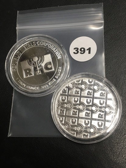 (2) RMC Round 1 Troy Ounce .999 Silver