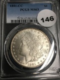 1881 CC Morgan Dollar PCGS MS63