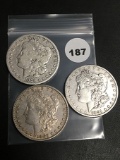Lot of 3 1879-S, 80-S, 91-S Morgan Dollars