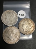 Lot of 3 1879-S, 91-S, 97-S Morgan Dollars