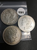 Lot of 3 1880-O, 82-O, 83-O Morgan Dollars