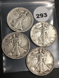 (4) 1918, 42, 43-D, 40-S Walking Liberty Half Dollars