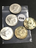 (5) 40% Silver Kennedy Half Dollars