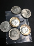 Lot of 6 1964 Kennedy Half Dollars