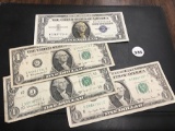 1957 $1 (Blue), (2) 1963, 1977 $1 Bills