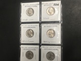 (6) Brilliant UNC Jefferson Nickels