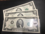 (3) 1995 $2 Bills