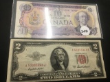 1953-A $2 Note, 1971 Canada Note