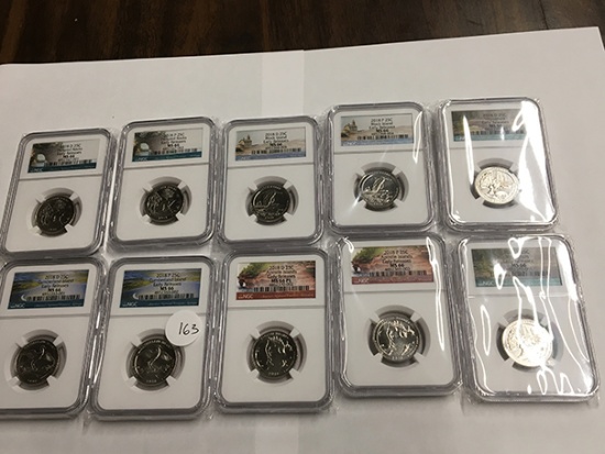 Set of 10 2018 P&D NGC MS66 Early Releases American the Beautiful