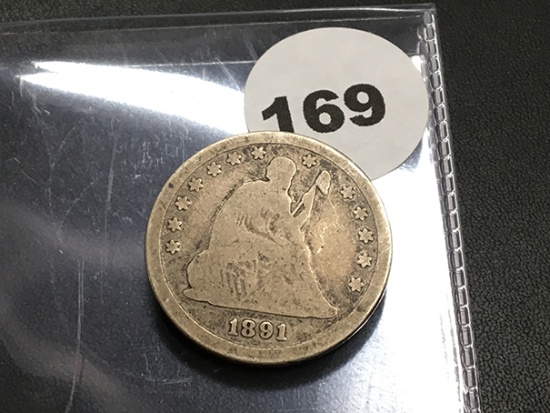 1891 Seated Liberty Quarter
