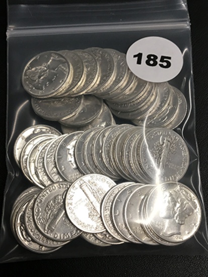 Lot of 50 UNC 1940's-50's Mercury Dimes