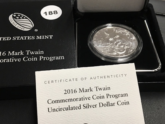 2016 Mark Twain Comm. Coin Program UNC Silver Dollar