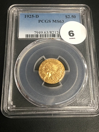 1925-D 2 1/2 Dollar Indian Gold PCGS MS63