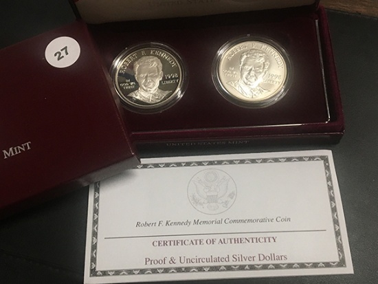 Robert F. Kennedy Memorial Comm. Proof & UNC Silver Dollar