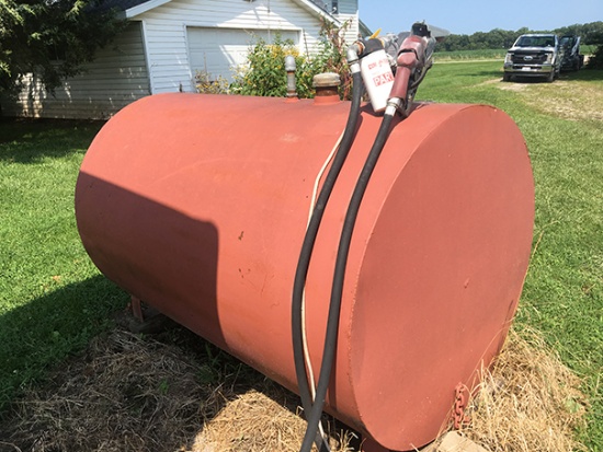 500 gal Fuel Barrel with remaining diesel, GPI electric pump