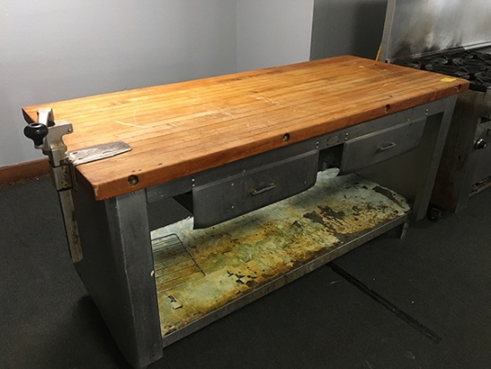 6ftx30in Wood Top Table w/ mounted can opener