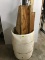 Barrel w. misc. wood & PVC