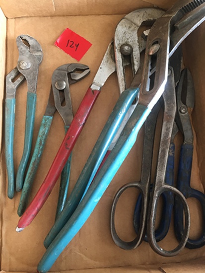 Assorted Channel Locks & Tin Snips