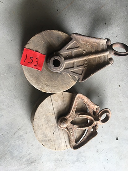 2 Wooden Pulleys